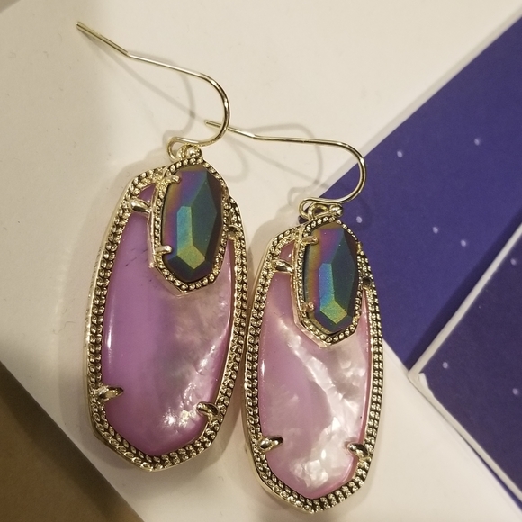 Kendra Scott Emmy Earrings Galaxy Matte Gold Lilac Purple